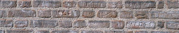 Graffiti dates on the church wall